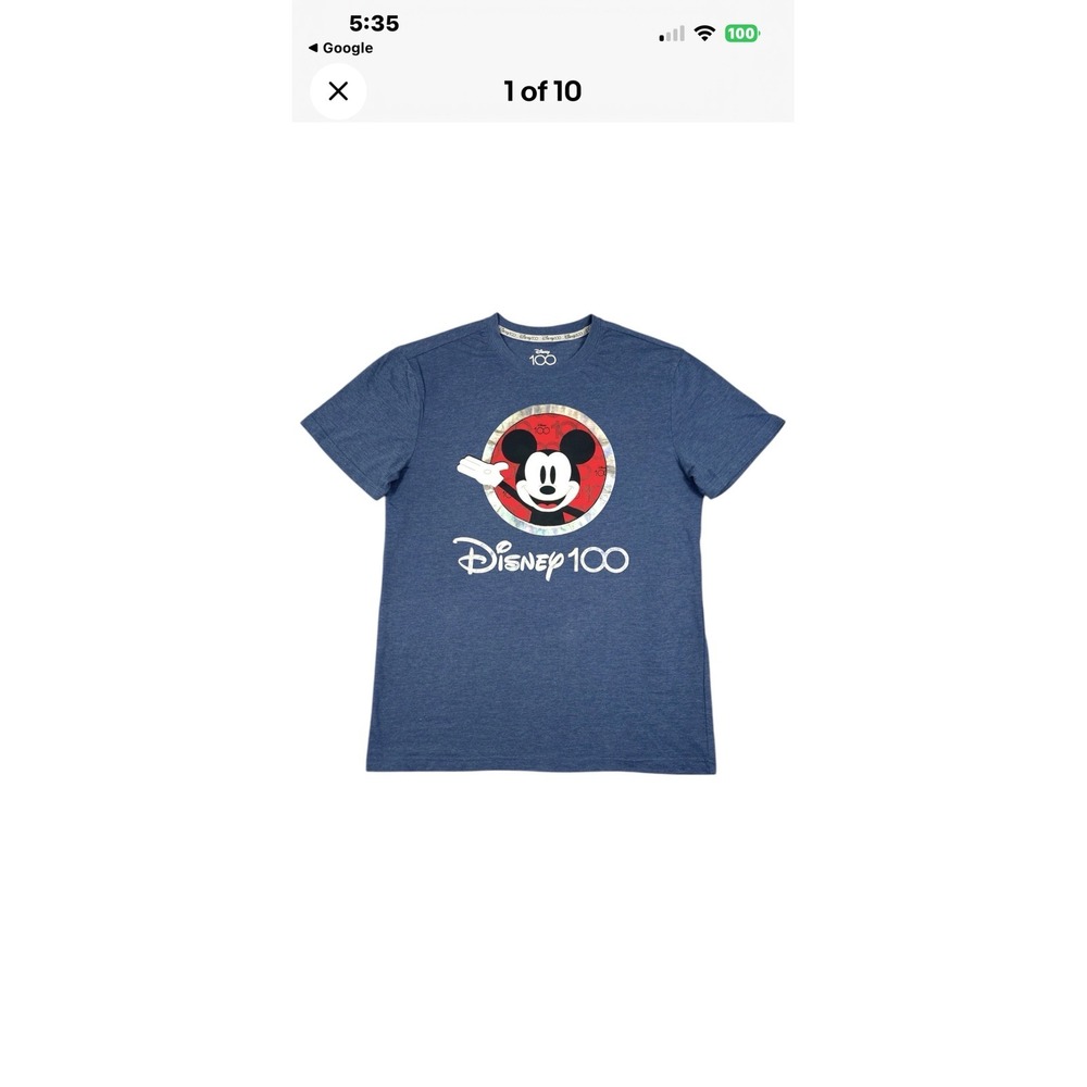 Disney 100 Years of Wonder Mickey Mouse T-Shirt Blue Heather Medium E3L003AUMSC